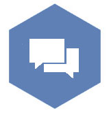 image of badge with conversation bubbles